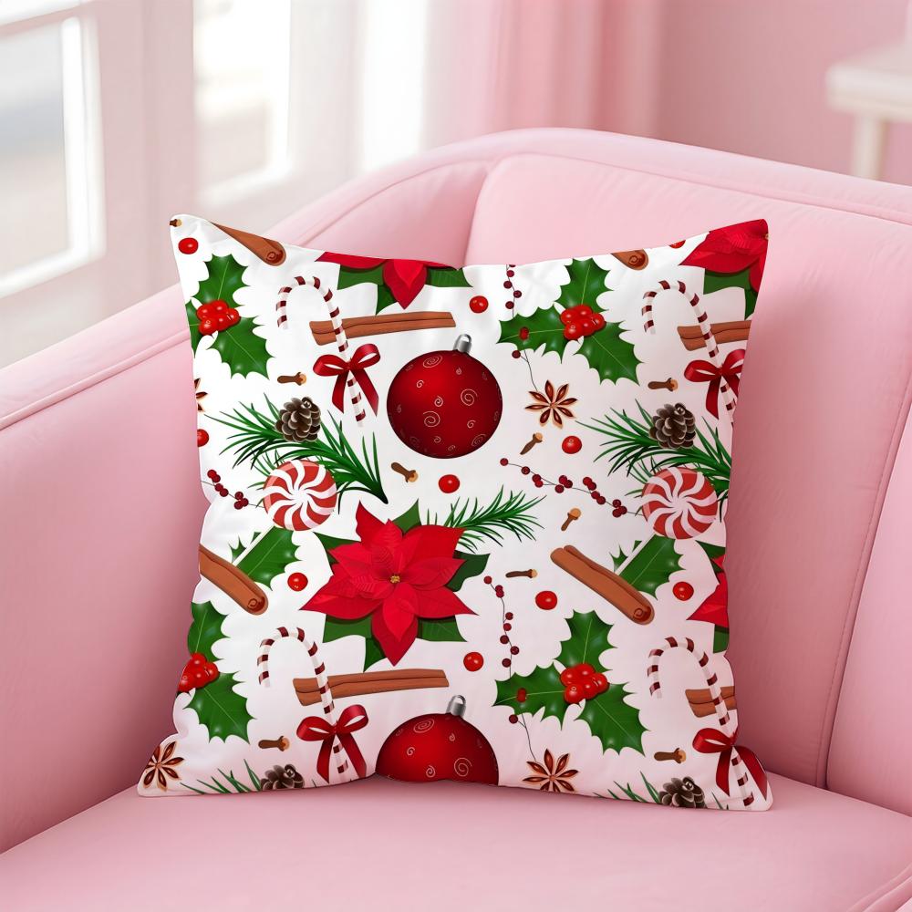 Celebrate Art Christmas Day Print Cushion Cover Pillow Case Soft Skin Friendly Fabric  Concealed Zipper