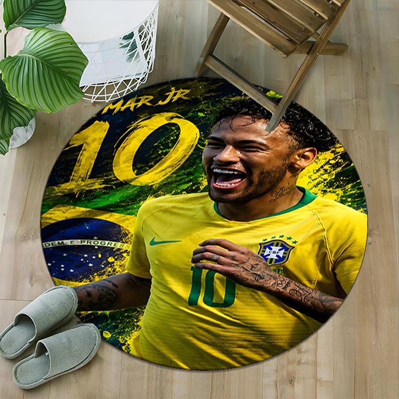 1pc Neymar15 Carpet, Round Rug, Comfortable, Suitable for Entryways, Living Rooms, Office, And Bedrooms, Christmas Decoration