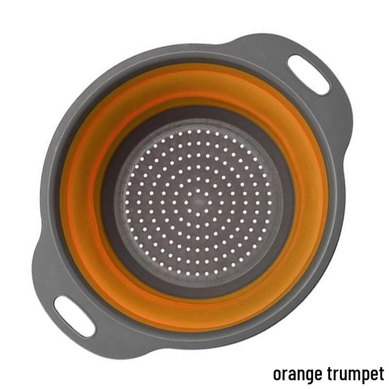 Folding Telescopic Colander: Round Vegetable & Fruit Washing Basket with Drying Rack