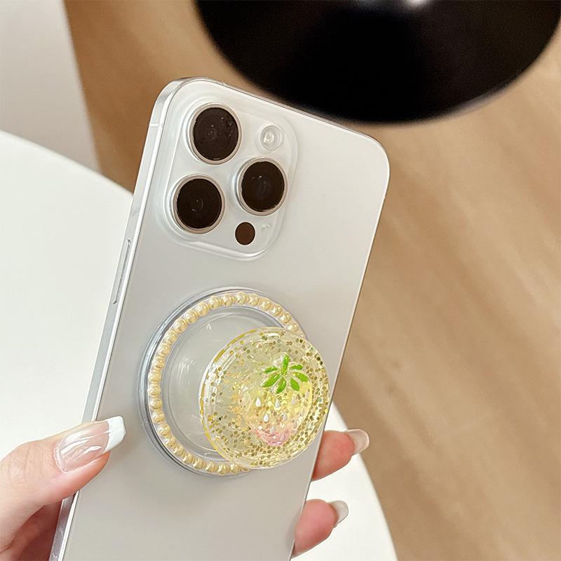 Pearl Magnetic Phone Holder with Airbag, Glitter Sequin Design, Fresh Style Women's Ring - Party Gift