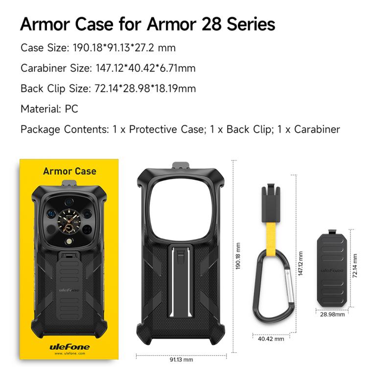 For Ulefone Armor 28 Ultra / 28 Ultra Thermal Ulefone Back Clip Phone Case with Carabiner