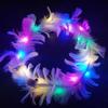 LED-Kranz Imitation Gänsefeder Dekor Bunt Leuchtend Leicht Winkel Krone Stirnband Damen