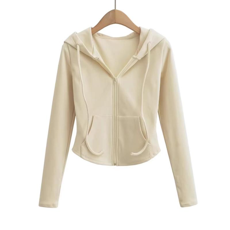 Felpe con cappuccio corte moda autunnale da donna felpa con cappuccio full zip felpe moda coreana con cappuccio carino manica lunga crop top sexy slim