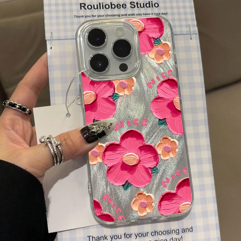 Oil Painting Flowers Print Phone Case For iPhone 17 16 15 14 13 12 11 Pro Max Cover For iPhone XS X XR 7 8 Plus 16E 17 Air Funda