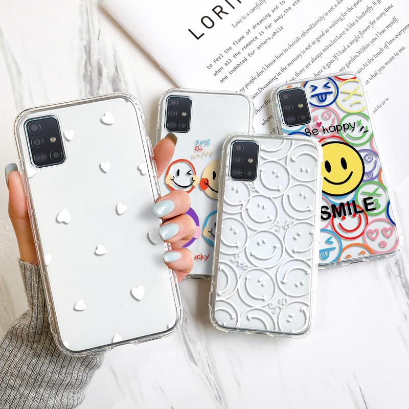 Custodia A51 per Samsung A22 Custodie Silicone Funda Samsung A32 4G A52 A72 5G A12 A21S A03S A71 31 A50S A30S A42 A10 Cover Telefono Smiley