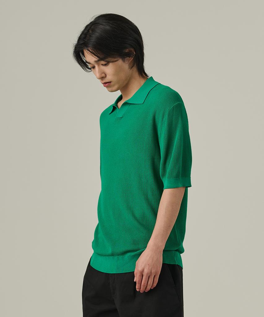 ANALOG MOOD Neff Open Collar Short Sleeve Knit (Green)
