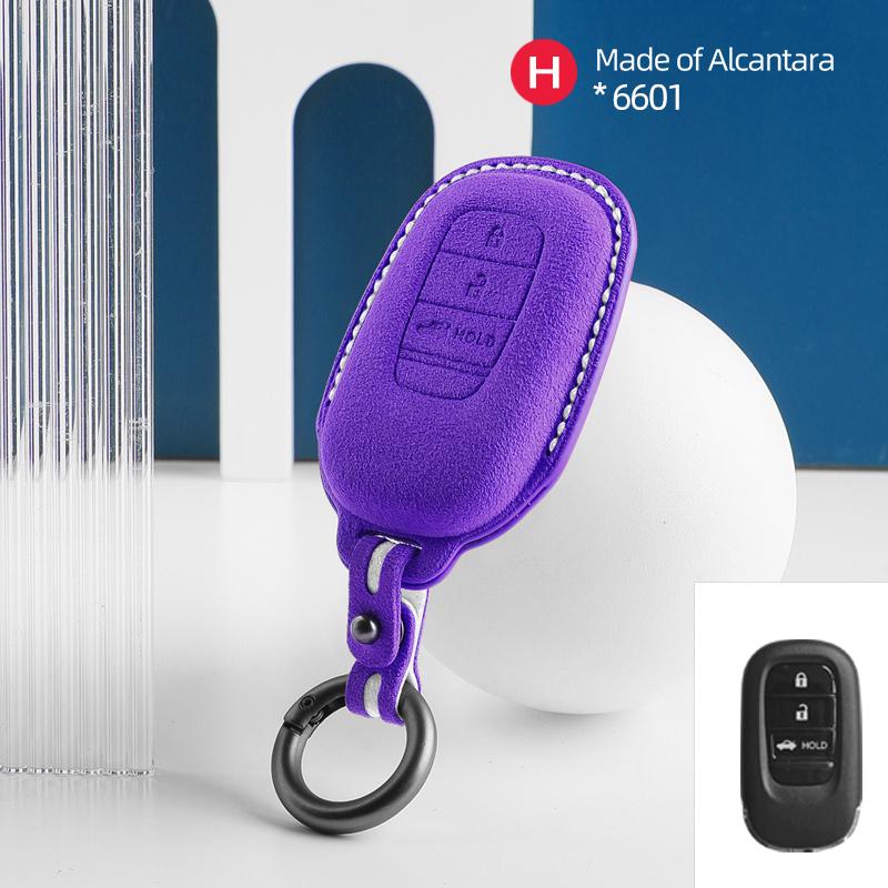 Car Key Case Cover Shell For Honda Civic Accord Hrv Crv 3 4 Button Suede Remote Protector Interior Accessories
