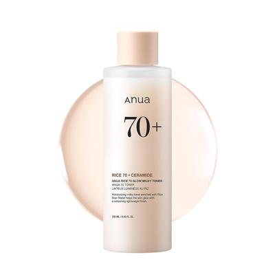 ANUA Rice 70 Glow Milky Toner 250ml Lotion Moisture Hydration Skin Tone Care Radiant Moisturizing Dry Combination Skincare