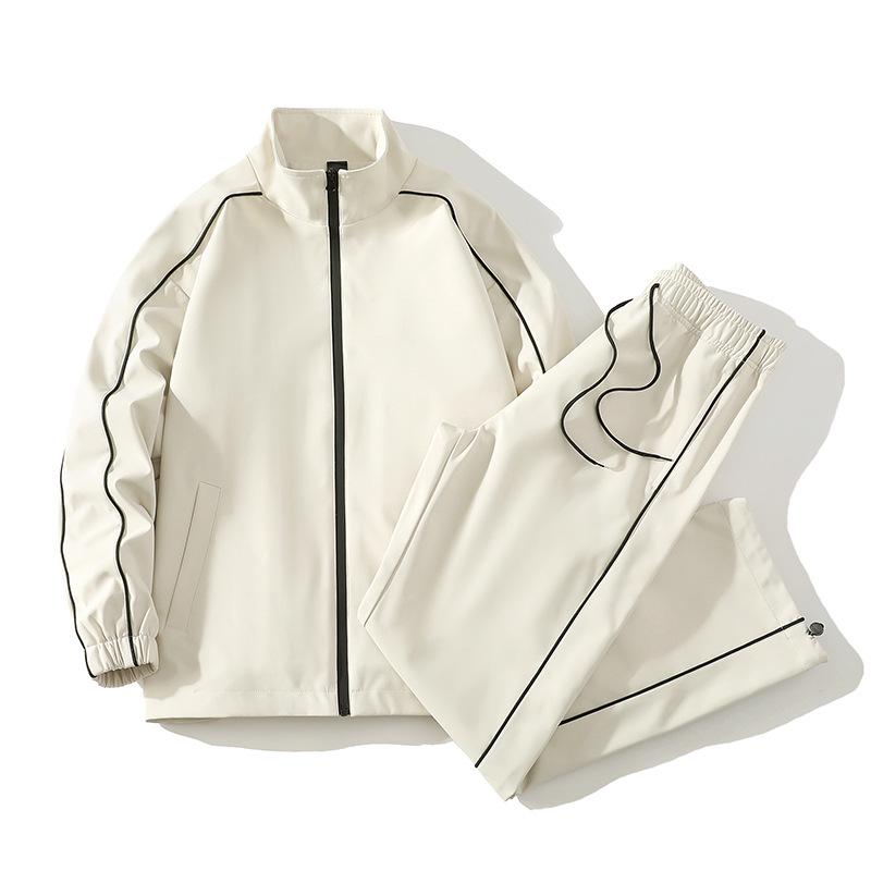 

Мужская модная водонепроницаемая куртка с воротником-стойкой — универсальный повседневный спортивный костюм из двух предметов для весны и осени, для подростков/взрослых, унисекс. M грязно-белый