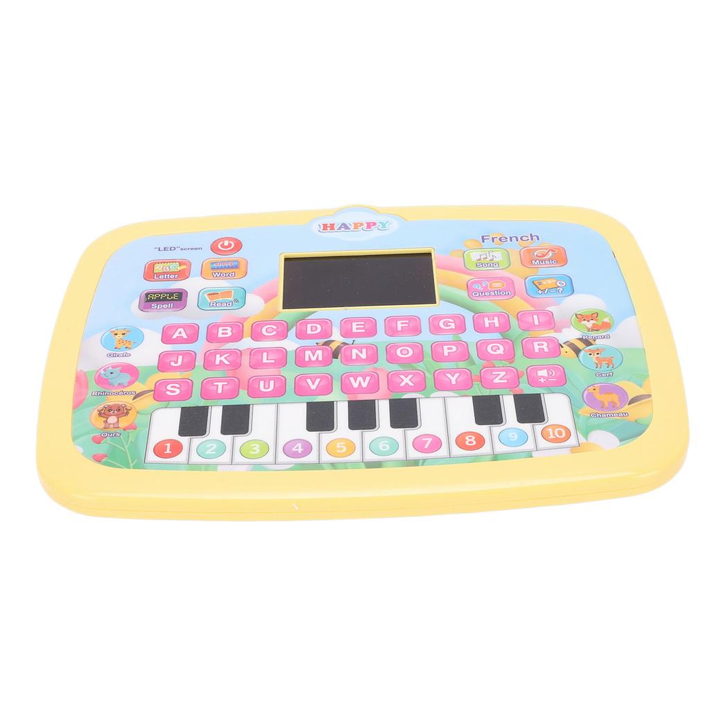 Tablette d'apprentissage pour enfants Écran LED Éducatif Alphabet Chiffres Lecture d'histoires Tablette d'apprentissage Jouet Jaune
