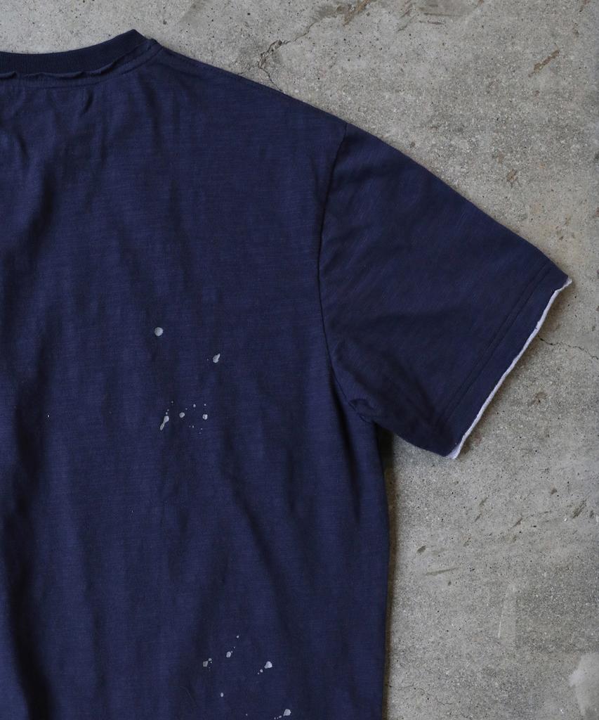 SLOWACID Layered Painting Short Sleeve T-Shirt [Navy]
