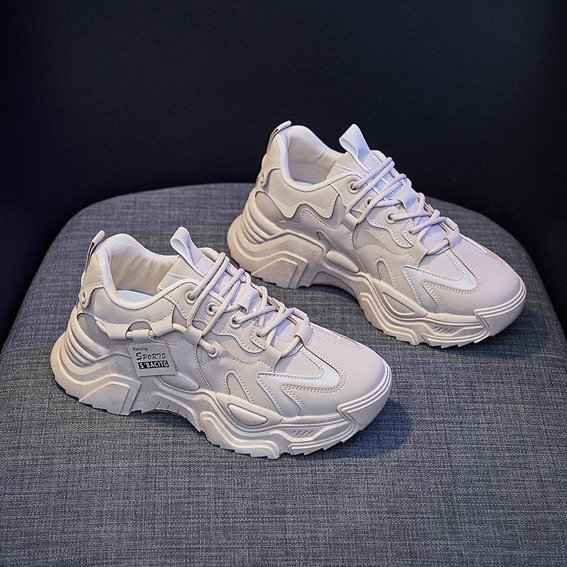 Women's Shoes Platform Autumn Leather 2025 New Versatile Black Casual Sneaker Solid Color Lace-up Vulcanize Shoes Tenis Feminino