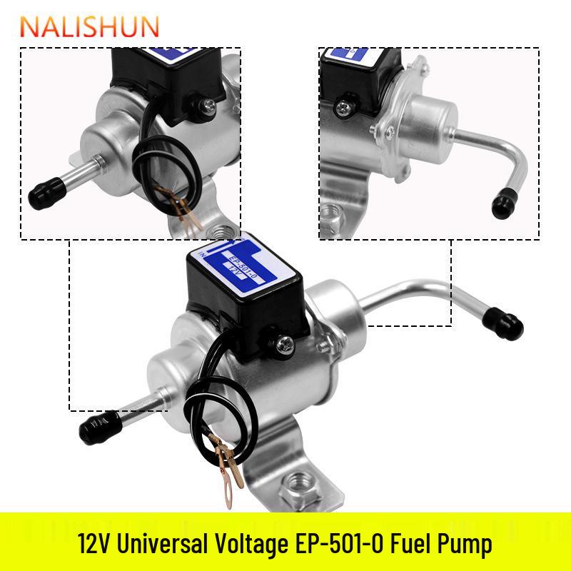 

12/24V Electronic Fuel Pump for Diesel/Gasoline Generators - Ideal for Excavators, Pickups, Yanmar Engines HEP-02A Silver