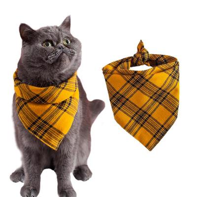 Customizable Double Layer Cotton Plaid Pet Bandana Scarf for Cats and Dogs