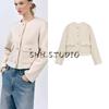 Spring New Women's Clothing Fashion Style Decorated Row Button Pique Round Neck Long Sleeves Jacket Outwear 5070153