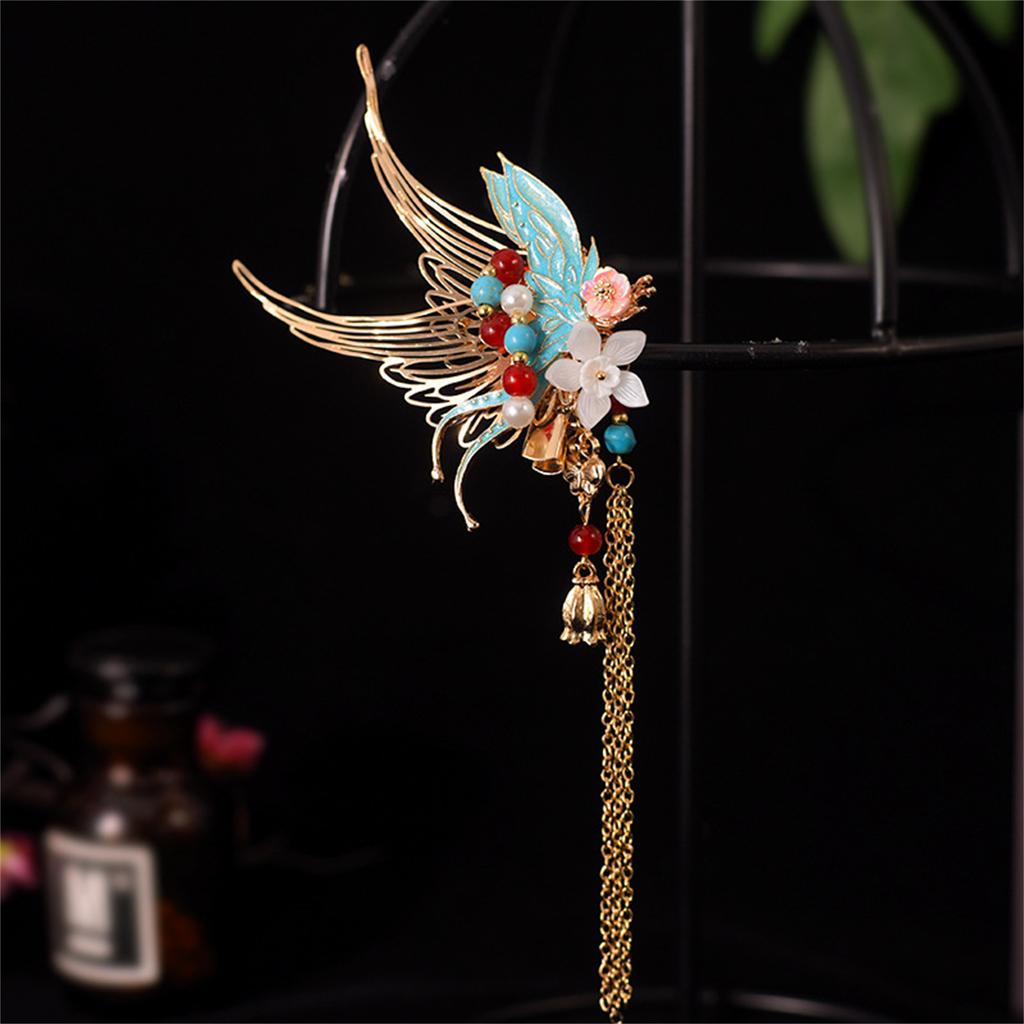 Vlásenka s květinou Fénix s třásněmi Filigránové Buyao pro ženy Dívka Buyao pro tradiční pokrývky hlavy Vlasové šperky