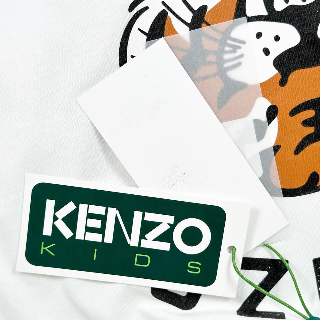 Kenzo Lucky Tiger Brand Logo Short Sleeve T-shirt White Kids 12A/150 Used