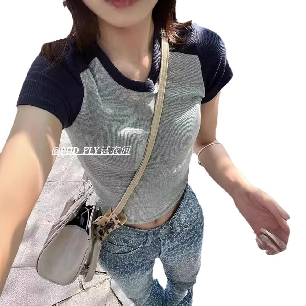 Women's Korean Version of Fashion Pure Desire Style Wear Spice Girl Short-sleeved T-shirt Women's Summer Niche Top Bottoming Shirt