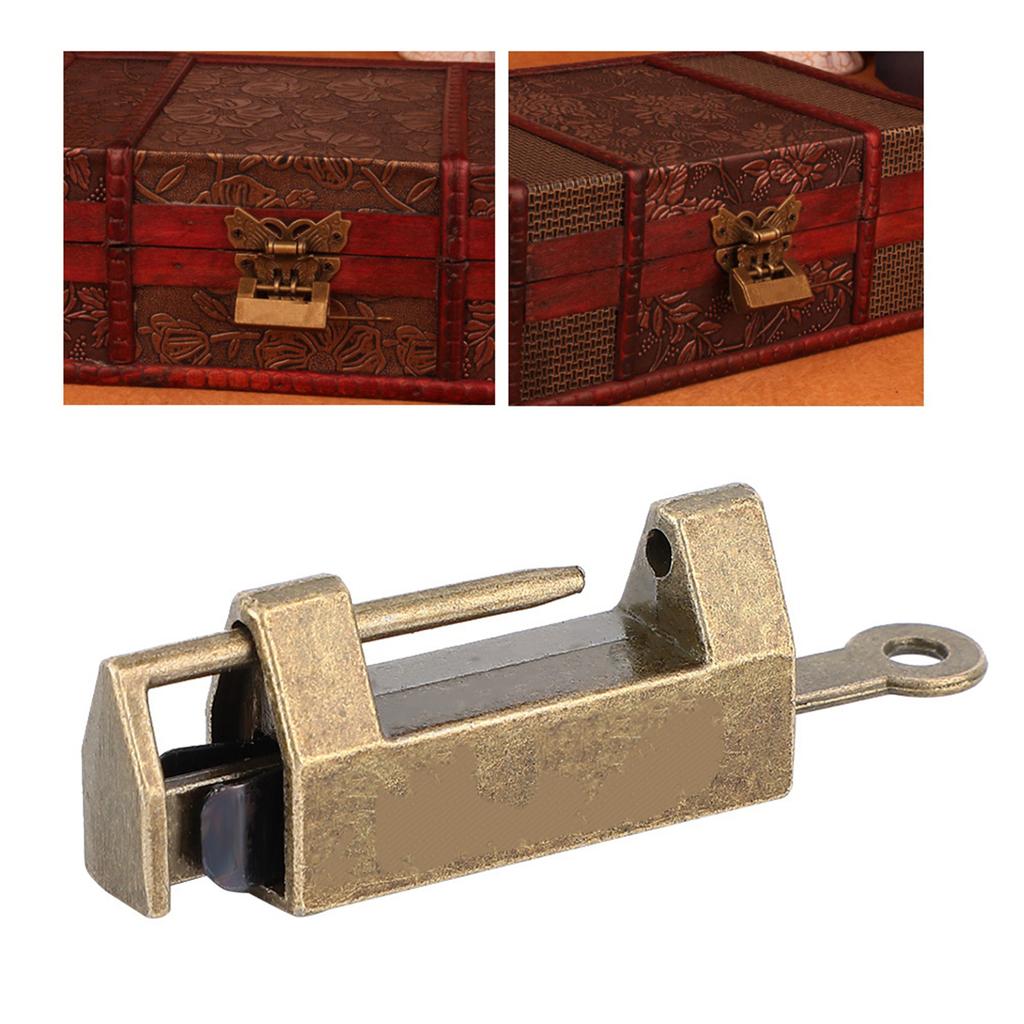 Vintage Chinese Style Mini Copper Padlock Horizontal Lock for Jewelry Box