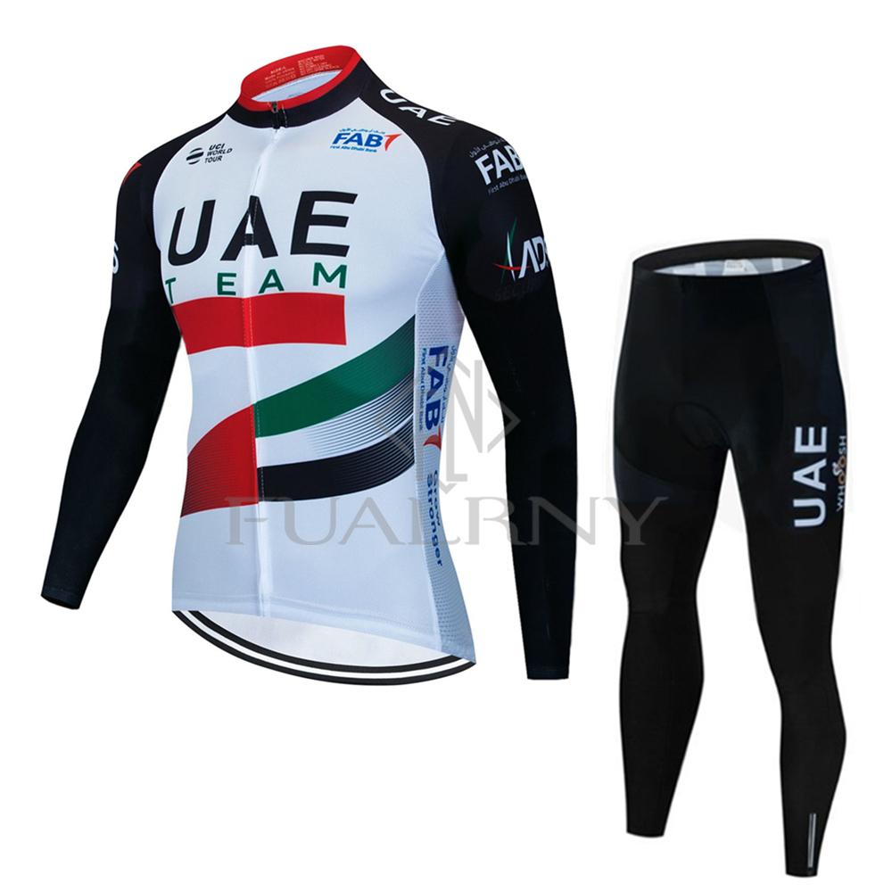 

2025 UAE Autumn Long Sleeve Cycling Jersey Set Man Clothing Men Set Jersey Summer Pants Equipment Skinsuit Bib Padding Bicycles 4XL