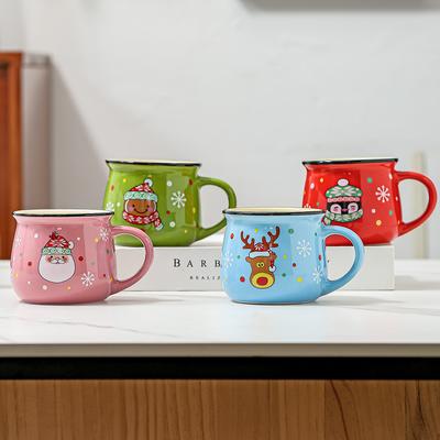 350ML Ceramic Mug Cartoon Pattern Cute Elk Water Cups Christmas Kids Gift Breakfast Milk Cup Oatmeal Cup Christmas Gift Idea