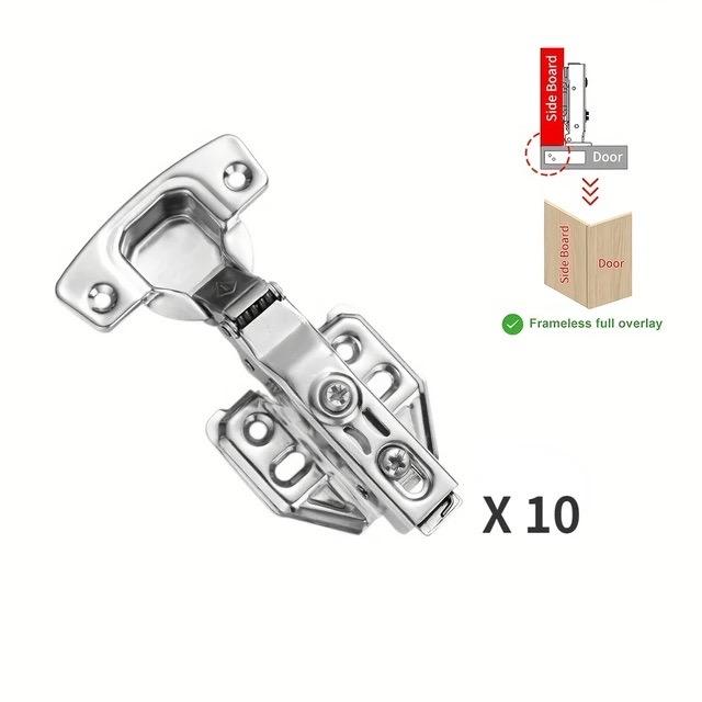

10Pcs Cabinet Hinges with Screws Steel Hinges For Furniture Full Overlay Mute Cabinets Door Cupboard Hinges Furnitures Fitting