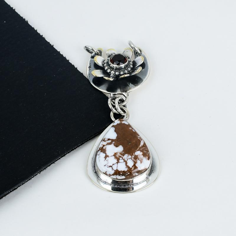 Natural Wild Horse Jasper Gemstone Pendant 925 Sterling Silver- Handmade Design, Everyday Wear Jewelry, Unique Red Garnet Pendant Birthday Gifts