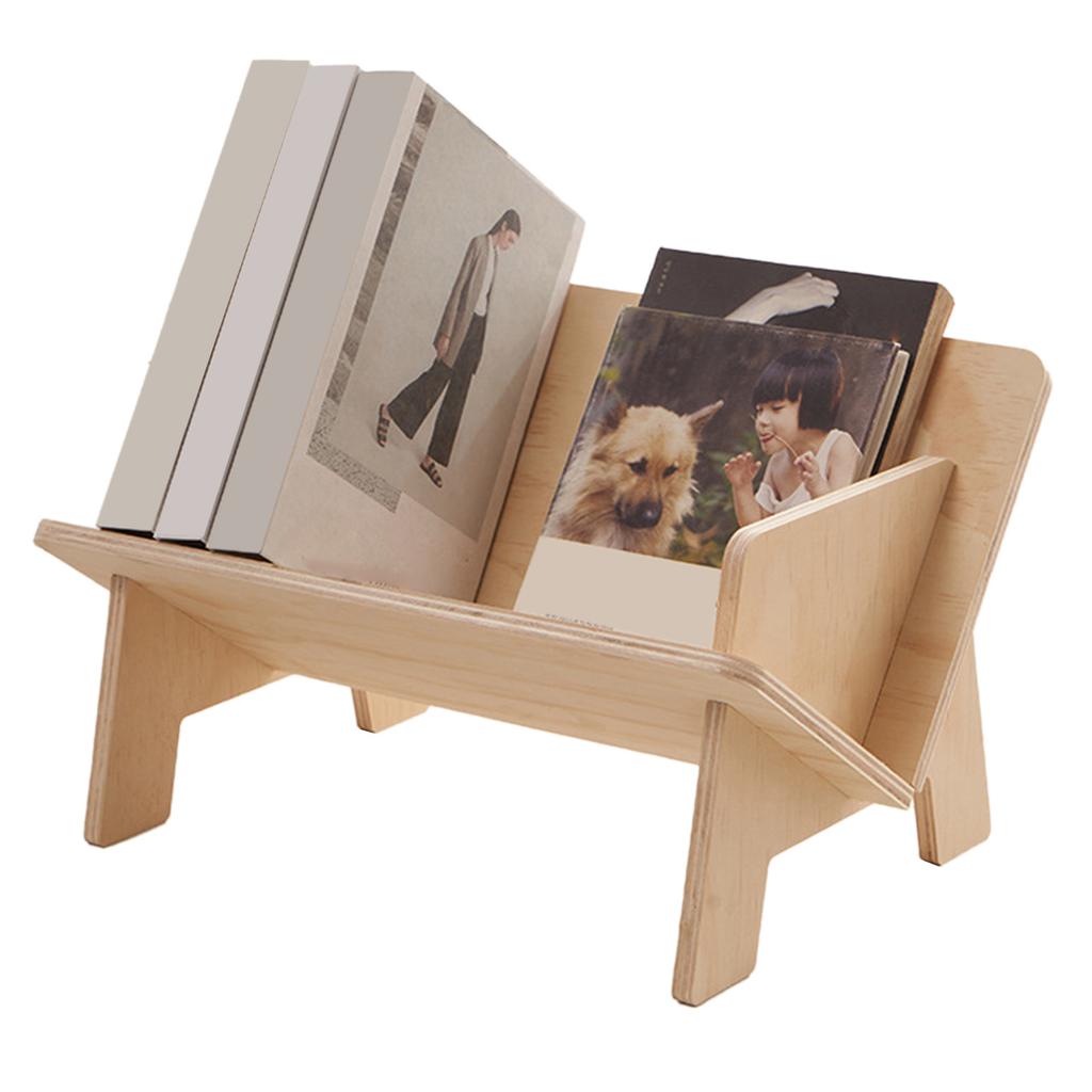 Wood Tilted Bookcase V Shaped Triangular Support Fine Polishing Tabletop Book  for Office Dormi