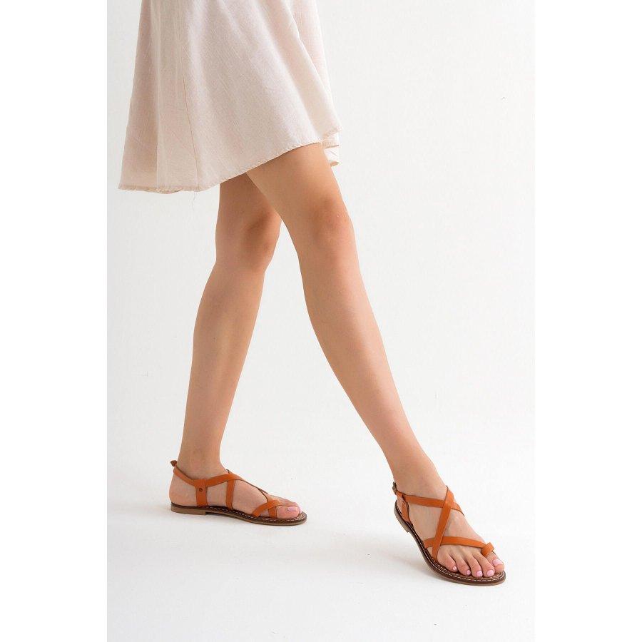 

Women s Genuine Leather Flat Sole Casual Sandals 36 помаранчевий