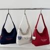 Canvas Letter Shoulder Bag Korean Women's Armpit Bag Niche Student Tote Bag  Handbag