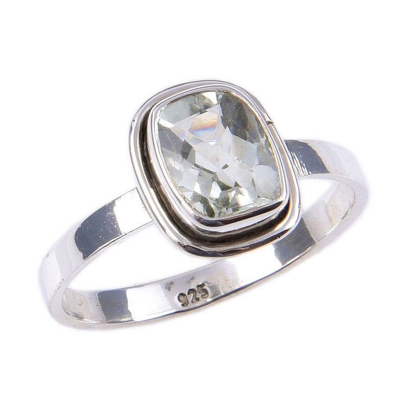 Natürlicher grüner Amethyst Edelstein 925 massiv Sterlingsilber Geschenkring S.9.5 M1U97