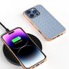 For iPhone 16 Pro Max Case Woven Texture Electroplating Edge Leather Coated PC+TPU Phone Cover