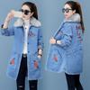 Denim Jacket Women's Plus Velvet Thickened Mid-length Plus Velvet Clothes Autumn and Winter Denim Windbreaker