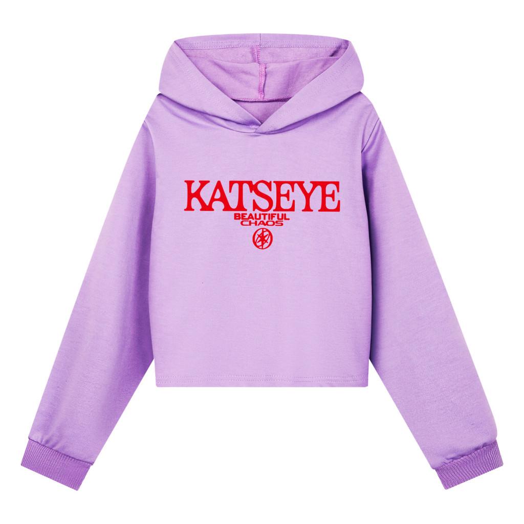 5351 Flickor KATSEYE Tryckt Korea Sångare Vardaglig Bomull Långa Ärmar Huvtröjor