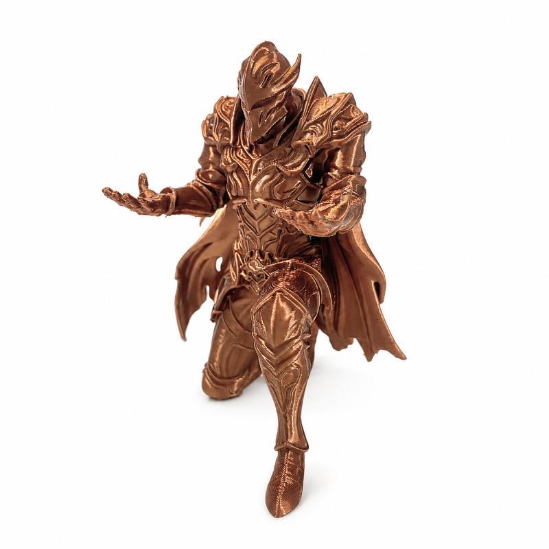3D Printed Kneeling Knight Pen Holder Dark Fantasy Medieval Warrior Statue Desktop Organizer Plastic Stand Home Office Decor