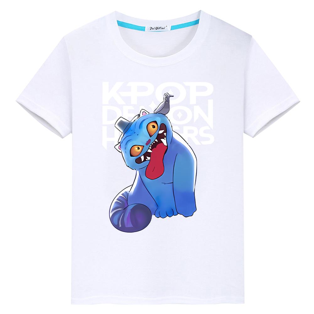 

Kawaii футболки kpop охотники на демонов детская футболка с принтом для детей мальчик 10 лет 100% хлопок милые топы аниме короткий y2k one piece одежда для девочки 100 белый