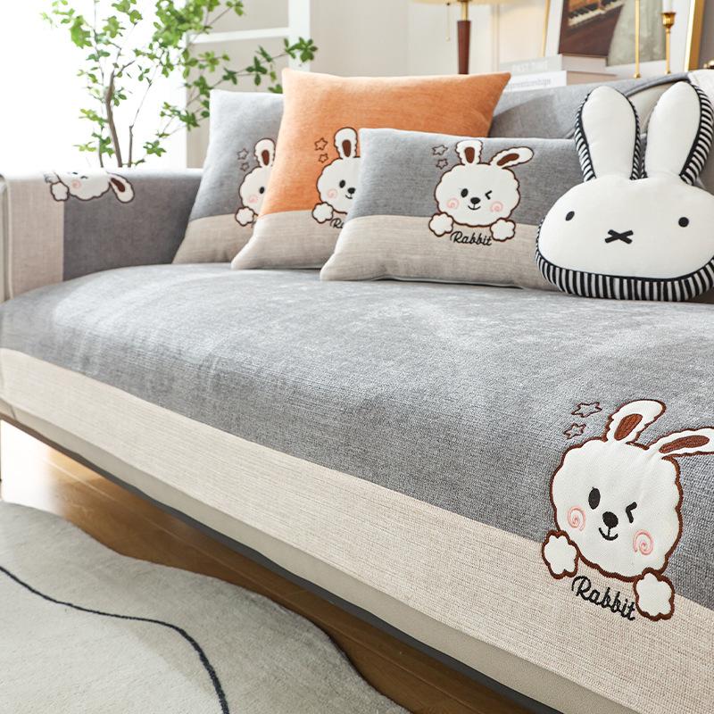 Chenille Sofa Cushion Four Seasons Universal Simple Modern Cartoon Non-Slip Seat Mat All-Inclusive Sofa Cover Blanket Cover Towel