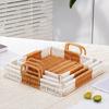 With Handles Woven Serving Tray Washable Imitation Rattan Fruit Plate  Kitchen Storage