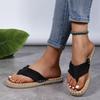 Flip Over Flat Bottomed Clip On Foot Plus Size Hemp Rope Flip Flops for Women, Comfortable Flat Bottomed Canvas Slippers for Women