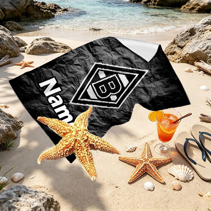 Custom Name Personalized Borussia Monchengladbach Print Beach Towel, for Trip Camping Beach Party Home Decor, Birthday Gift for Family & Friends