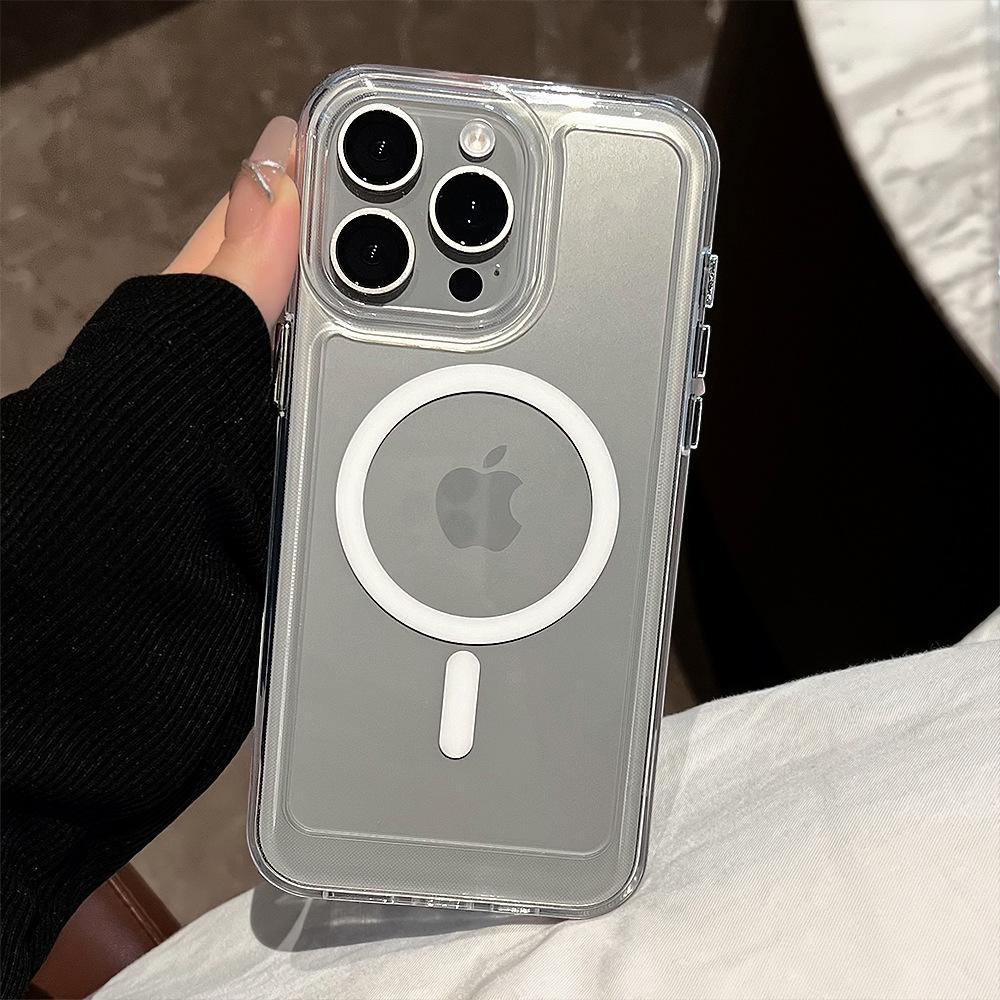 Transparent magnetic phone case suitable for Apple phones