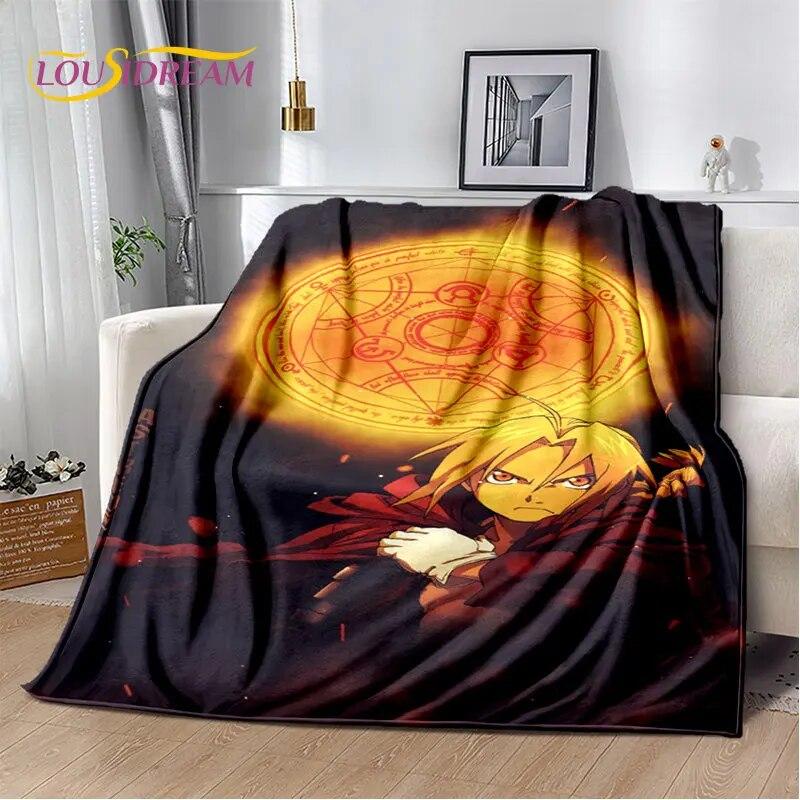 Fullmetal Alchemist Anime Cartoon Soft Plush Blanket,Flannel Blanket Throw Blanket for Living Room Bedroom Bed Sofa Picnic Cover