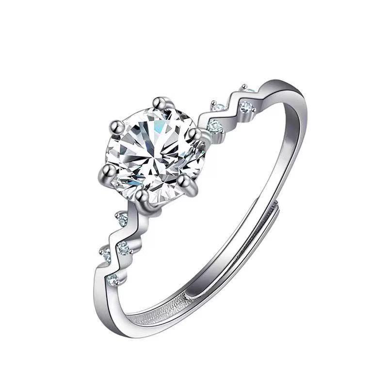 TikTok Influencer Inspired Moissanite Six-Prong Wedding Ring for Women - One Carat Jewelry