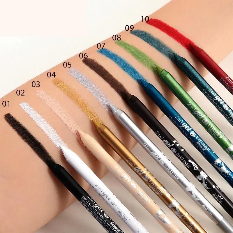 Wasserfester Eyeliner Gelstift Rotbraun Weiß Ultraschmal Weich Leicht zu tragen Hochpigmentiert Lipliner Professionell Langanhaltendes Augen-Make-up