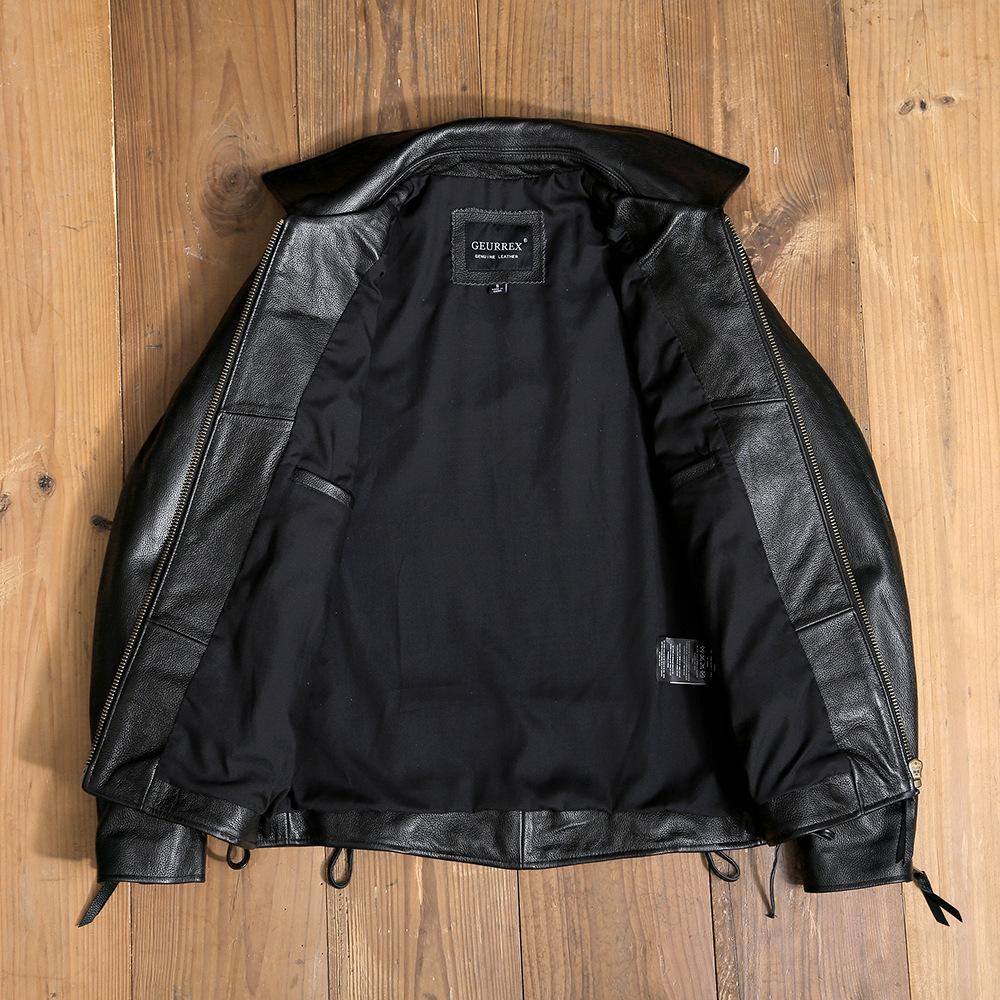 Genuine Leather Jacket, Top Layer Cowhide Jacket, Motorcycle Motorcycle Suit, Slim Stand Collar Short Men's Handsome Jacket