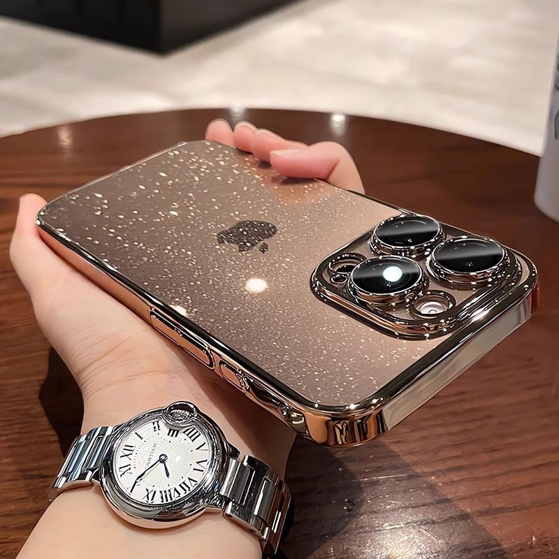 Applicable to iPhone17proMax star glitter mobile phone case Apple 16 electroplated PC hard case 15 all-inclusive protective case