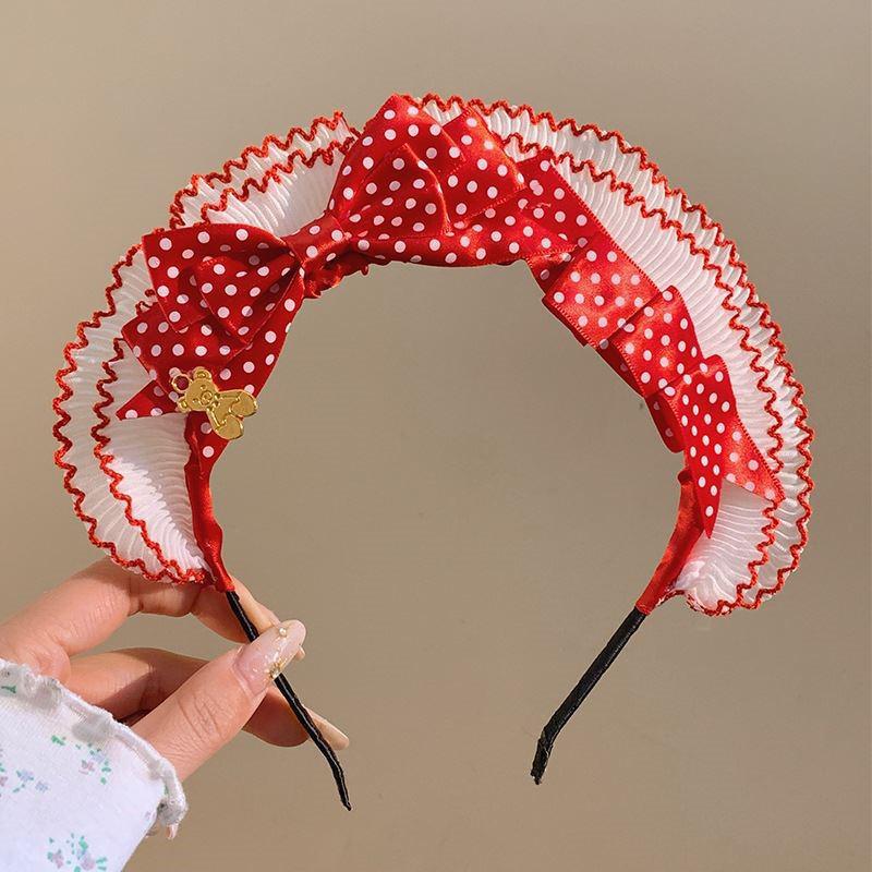 

Lolita Red Polka Dot Bow Headband - Soft Girl Princess Style