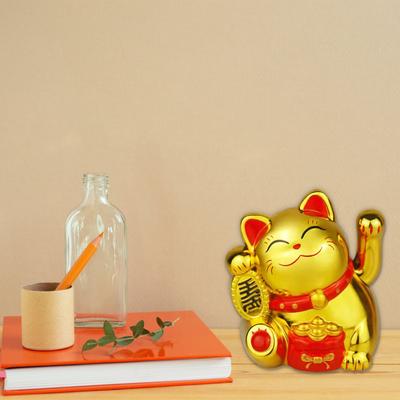 Solar Energy Lucky Cat Ornaments Fortune Wealth Welcoming Cat Ornament for Women Men Home Office Decor