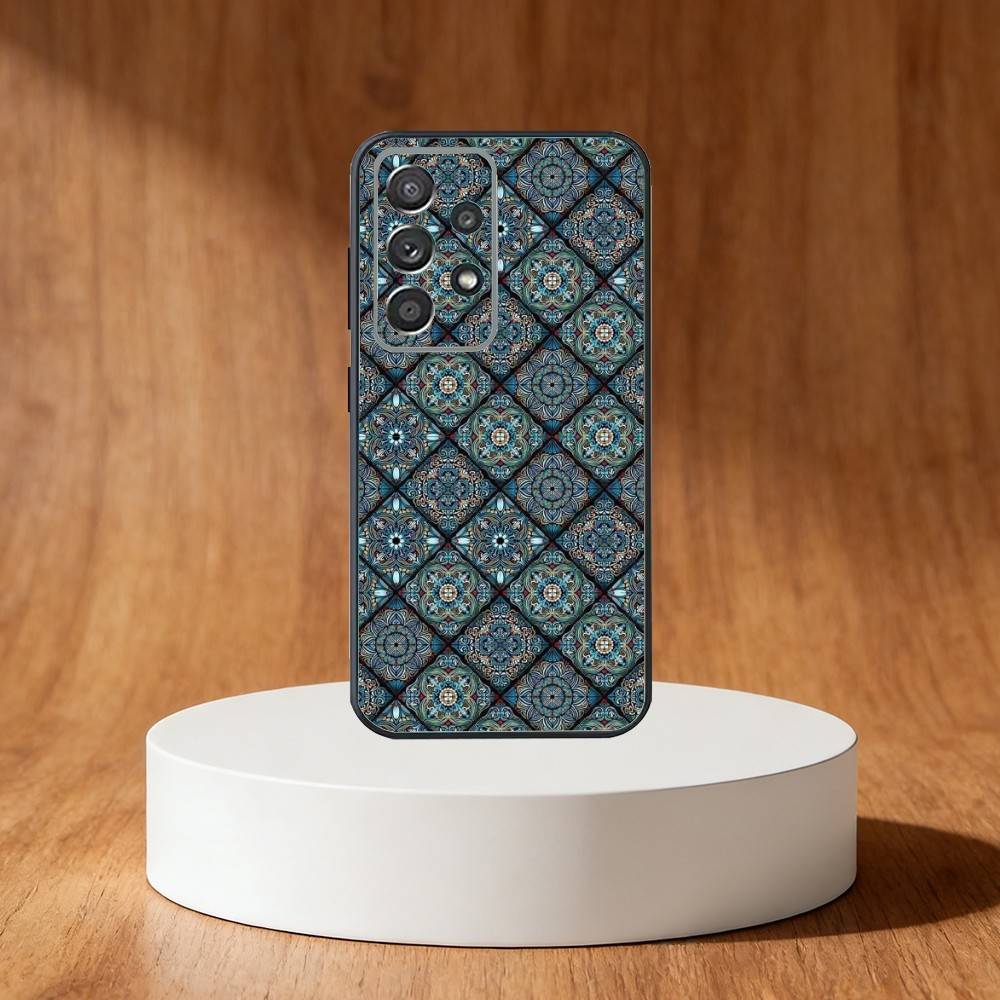 Retro-Kunstmuster-Handyhülle für Samsung S25, S24, S21, S22, S23, S30, Ultra, S20, Plus, Fe, Note, 10, 9, 5G Schwarze Abdeckung
