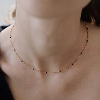 TOU [argent925] TB004 collier chaîne à billes noir